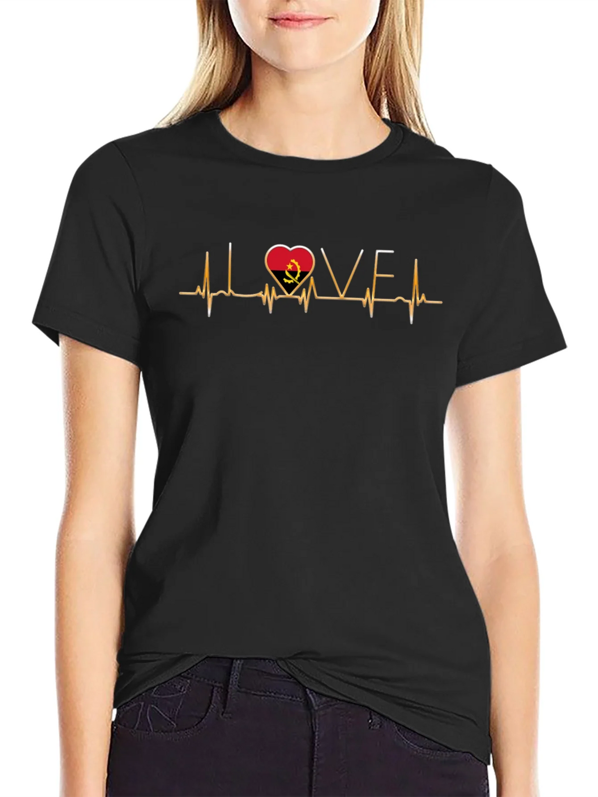 Angola Heartbeat Love T-Shirt - Black product image 2
