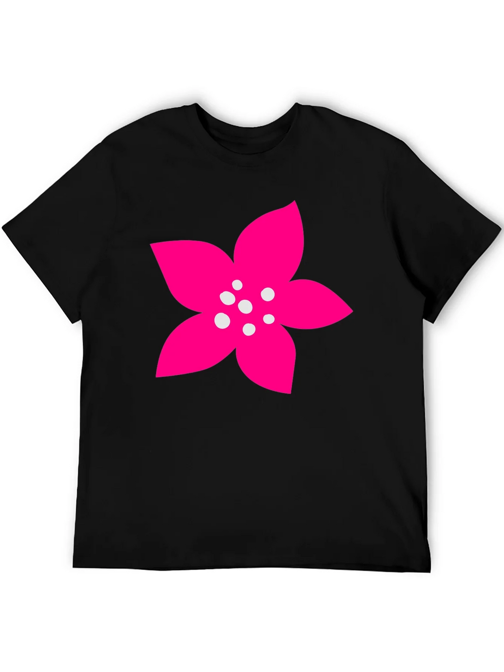 Black T-Shirt with Pink Flower Graphic product image 5