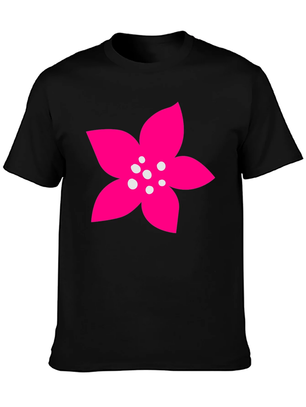 Black T-Shirt with Pink Flower Graphic product image 3