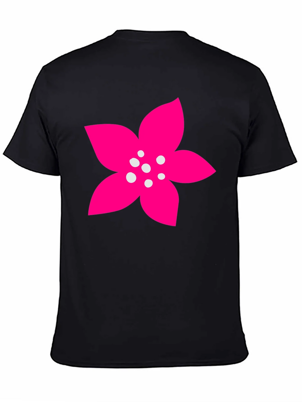 Black T-Shirt with Pink Flower Graphic product image 4
