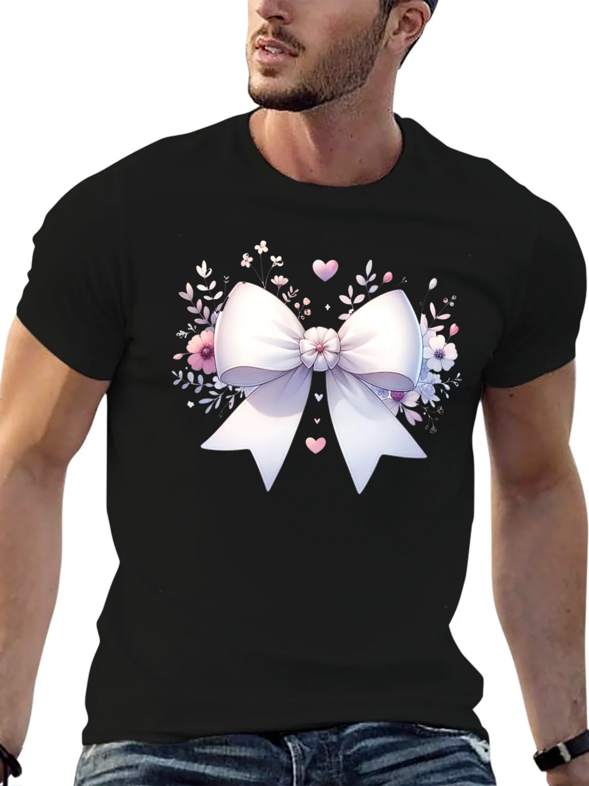 Bow & Floral Black T-Shirt product image 3