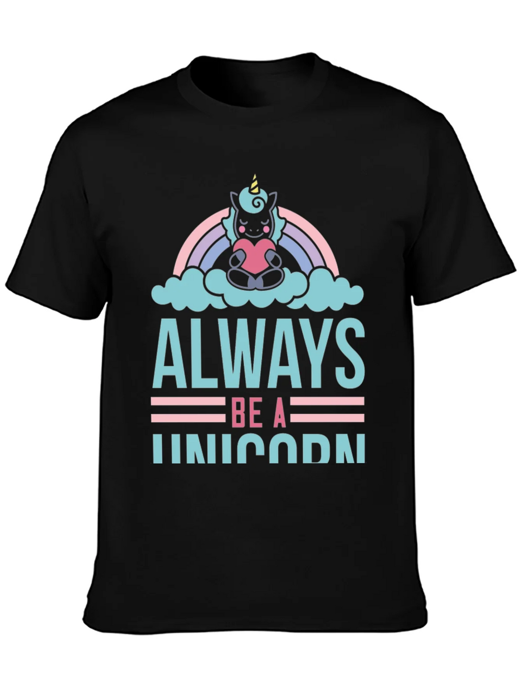 Always Be A Unicorn Graphic Tee - Black Cotton product image 2