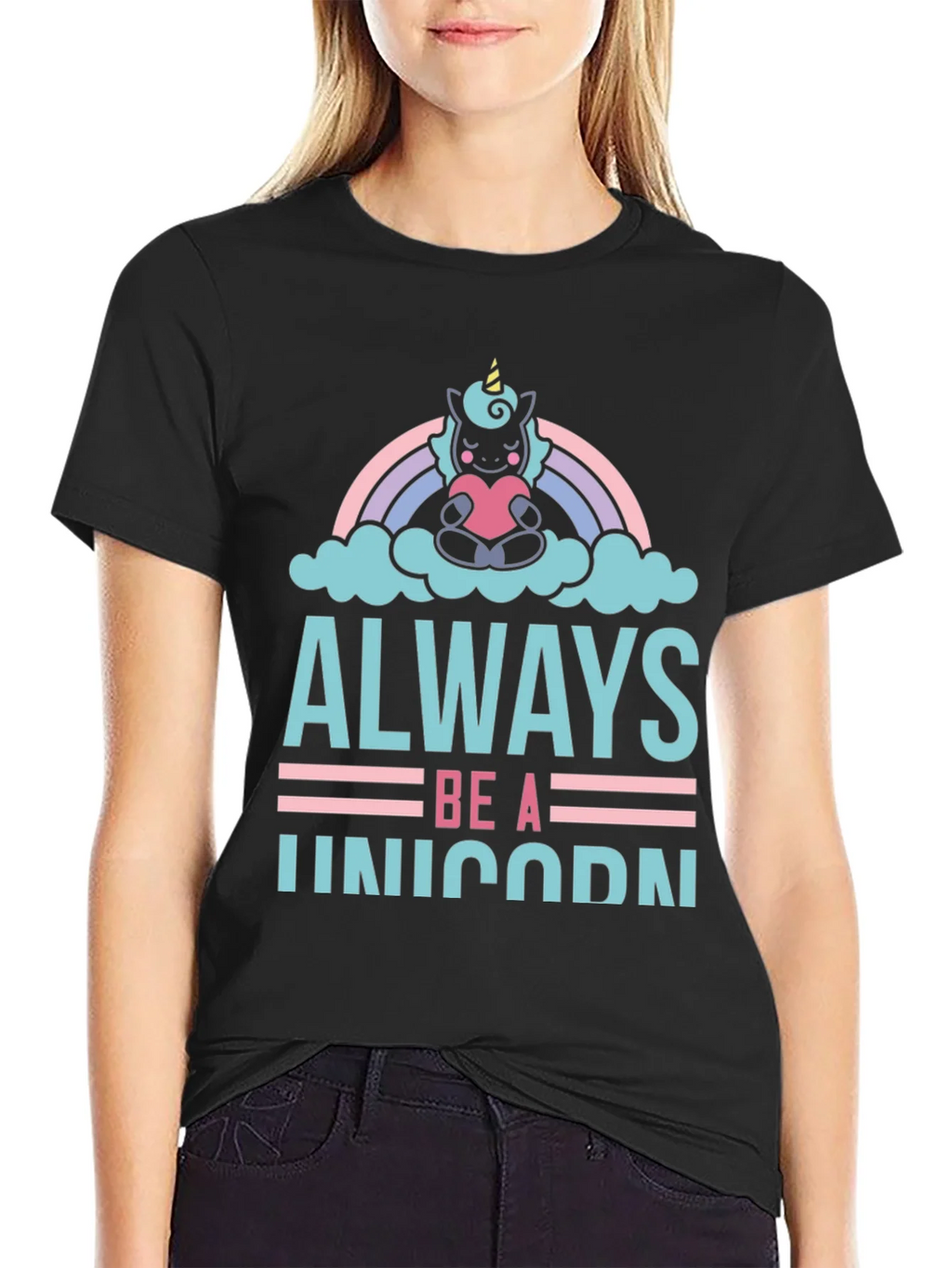 Always Be A Unicorn Graphic Tee - Black Cotton product image 1