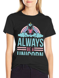 Always Be A Unicorn Graphic Tee - Black Cotton product image 1