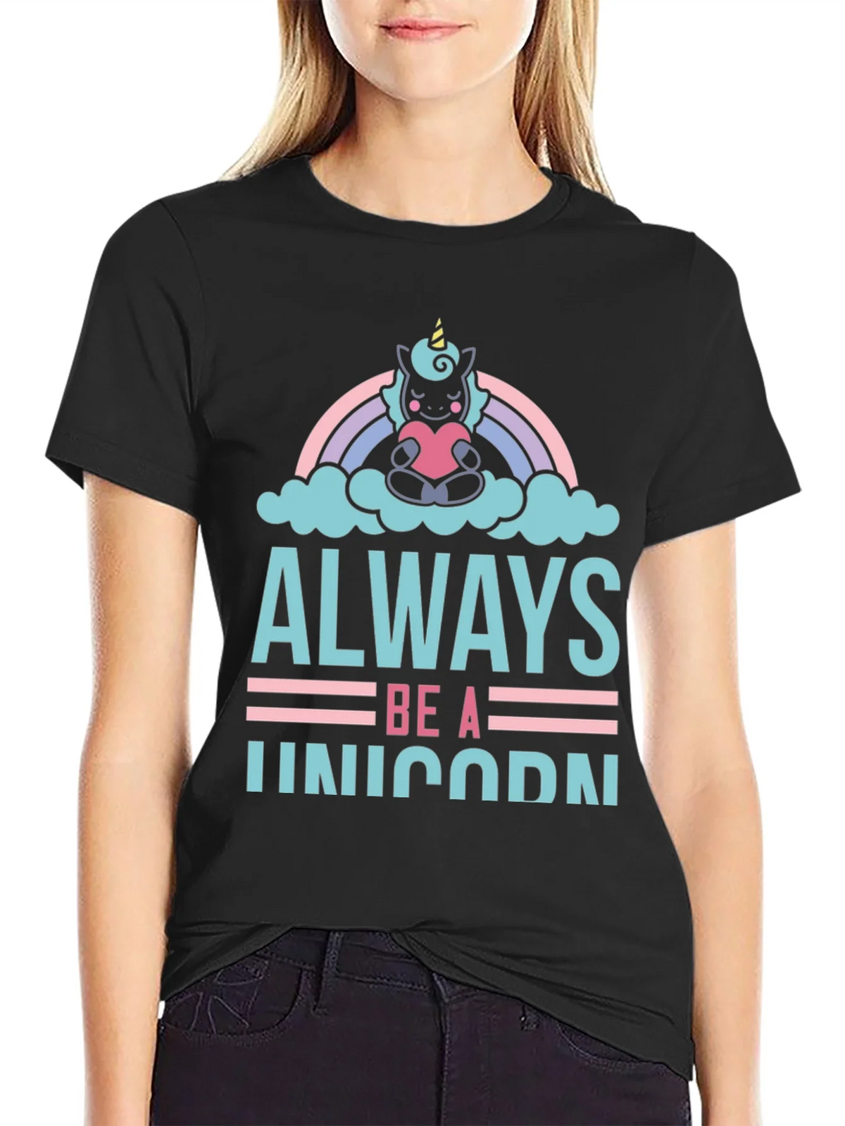 Always Be A Unicorn Graphic Tee - Black Cotton product image 1