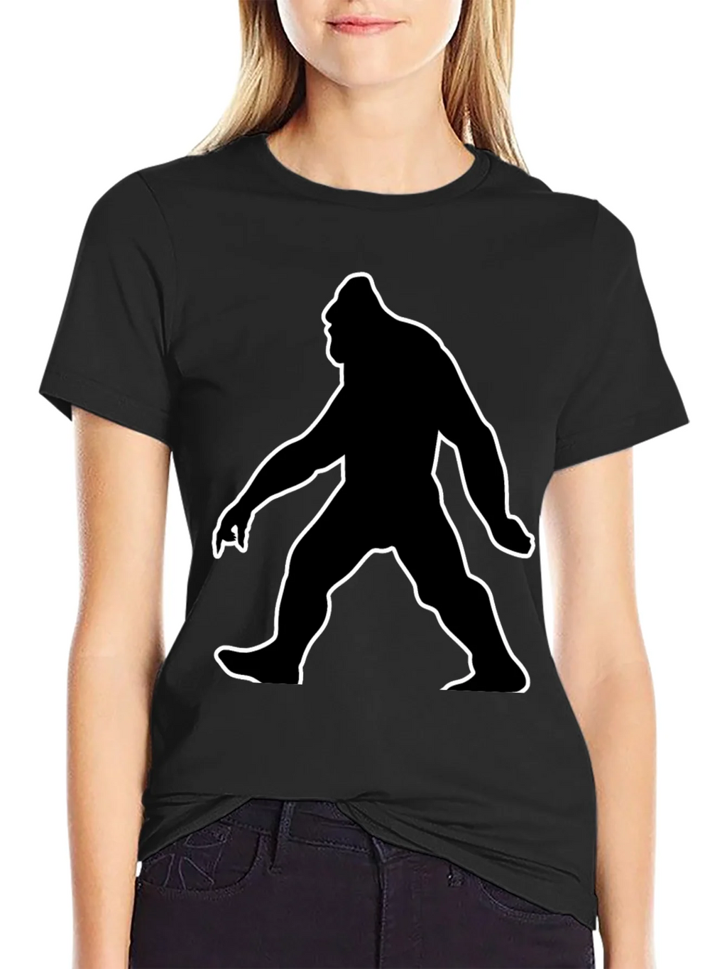 Bigfoot Silhouette Graphic Tee - Black Cotton T-Shirt product image 2