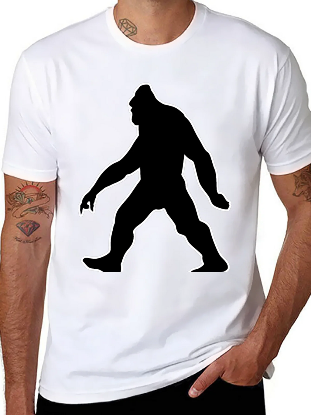 Bigfoot Silhouette Graphic Tee - Black Cotton T-Shirt product image 7