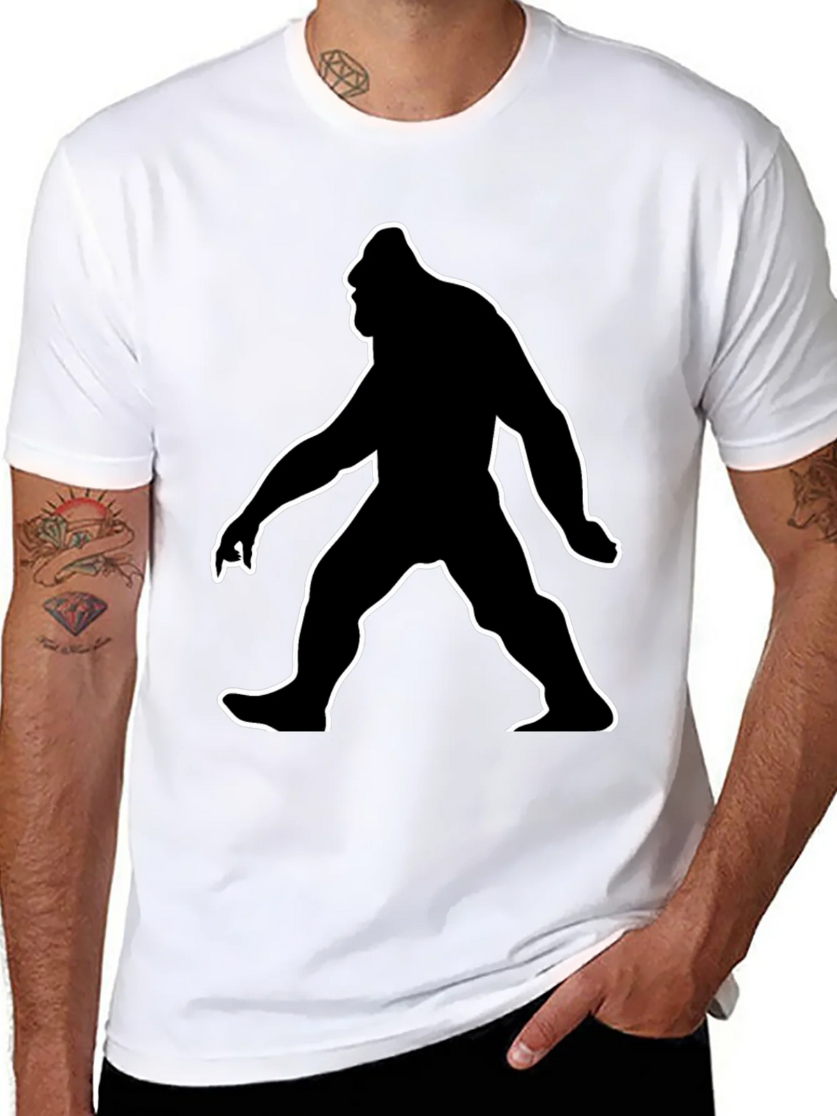 Bigfoot Silhouette Graphic Tee - Black Cotton T-Shirt product image 7