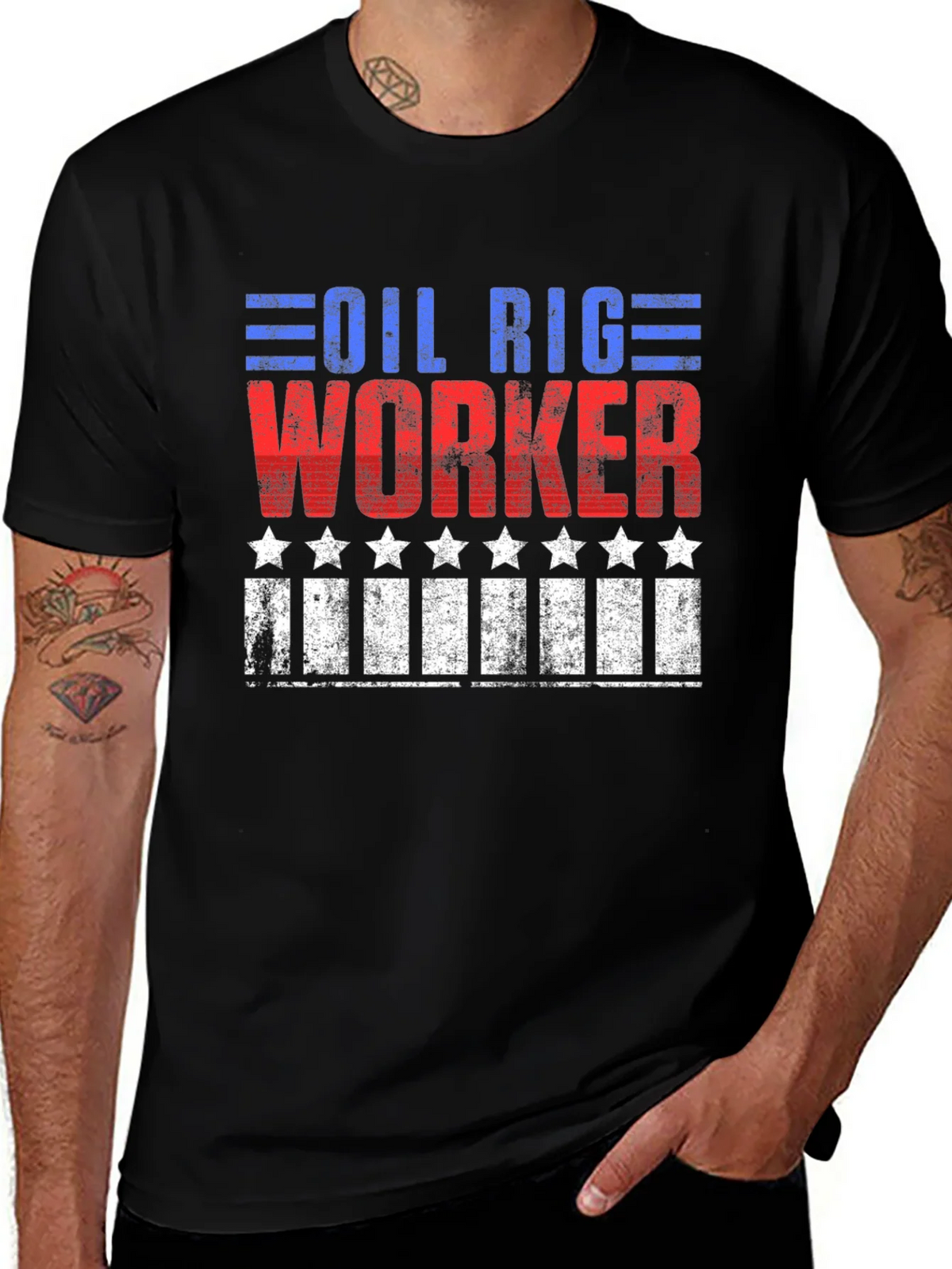 Oil Rig Worker Patriotic Graphic Tee product image 1