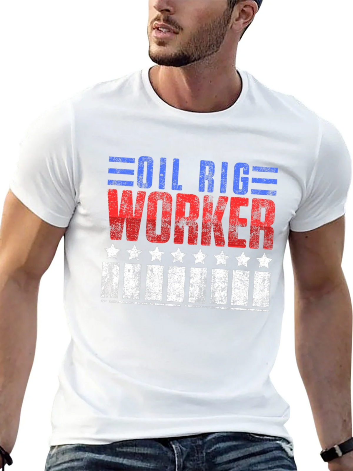 Oil Rig Worker Patriotic Graphic Tee product image 11