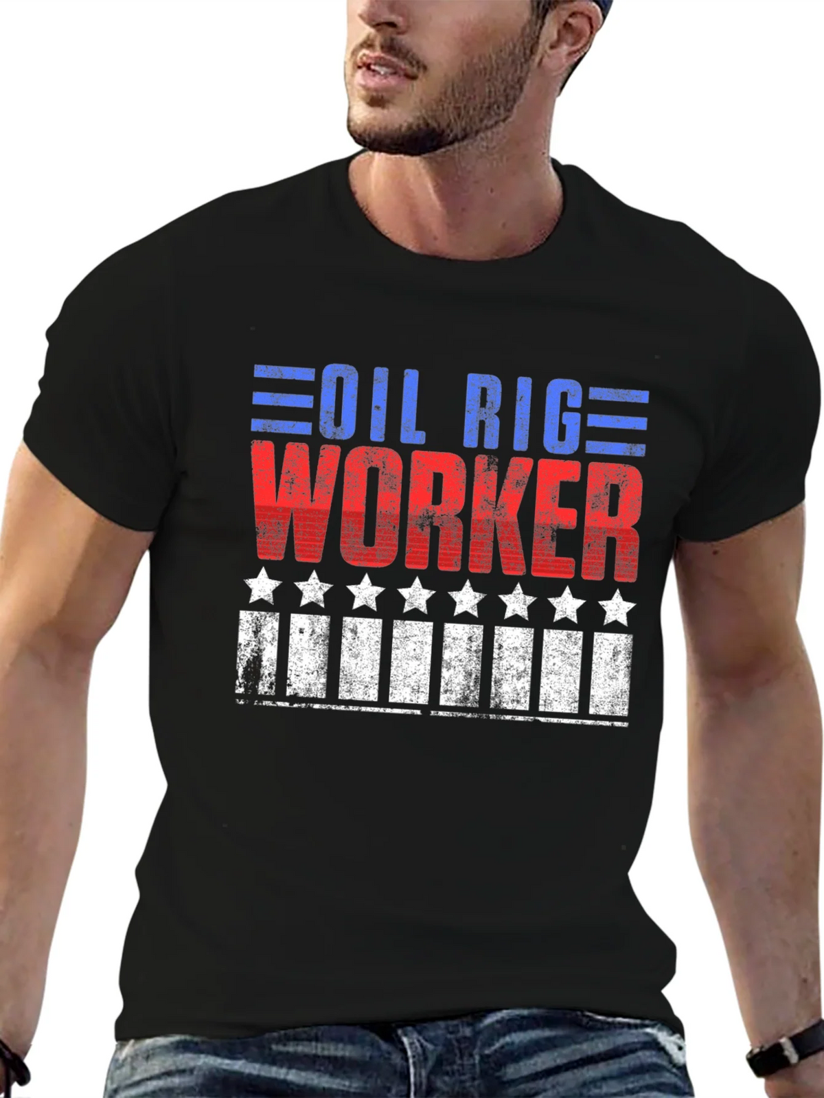 Oil Rig Worker Patriotic Graphic Tee product image 5