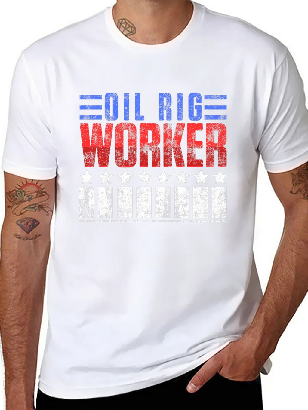 Oil Rig Worker Patriotic Graphic Tee product image 6