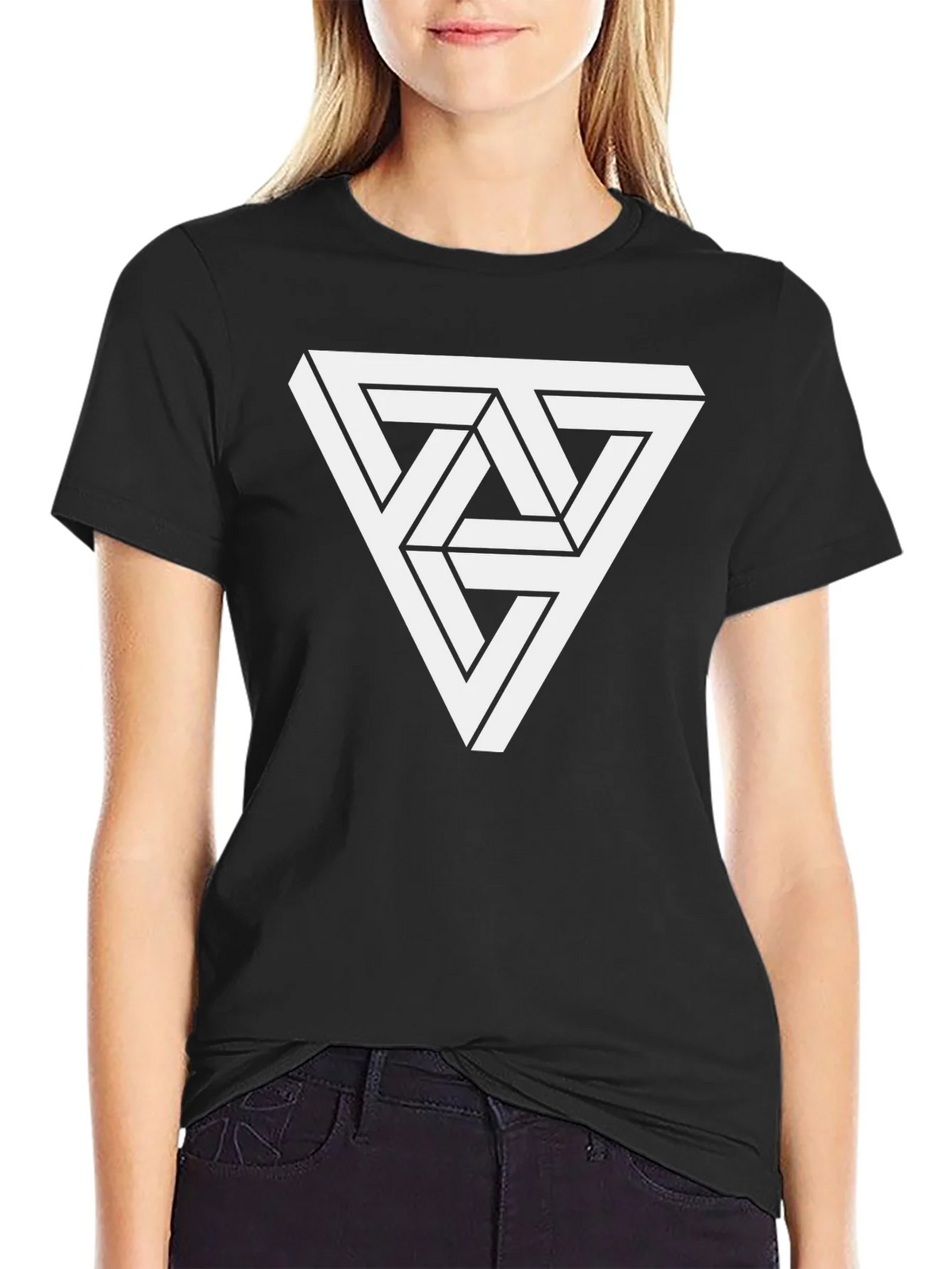 Optical Illusion Triangle Graphic Tee - Black product image 2