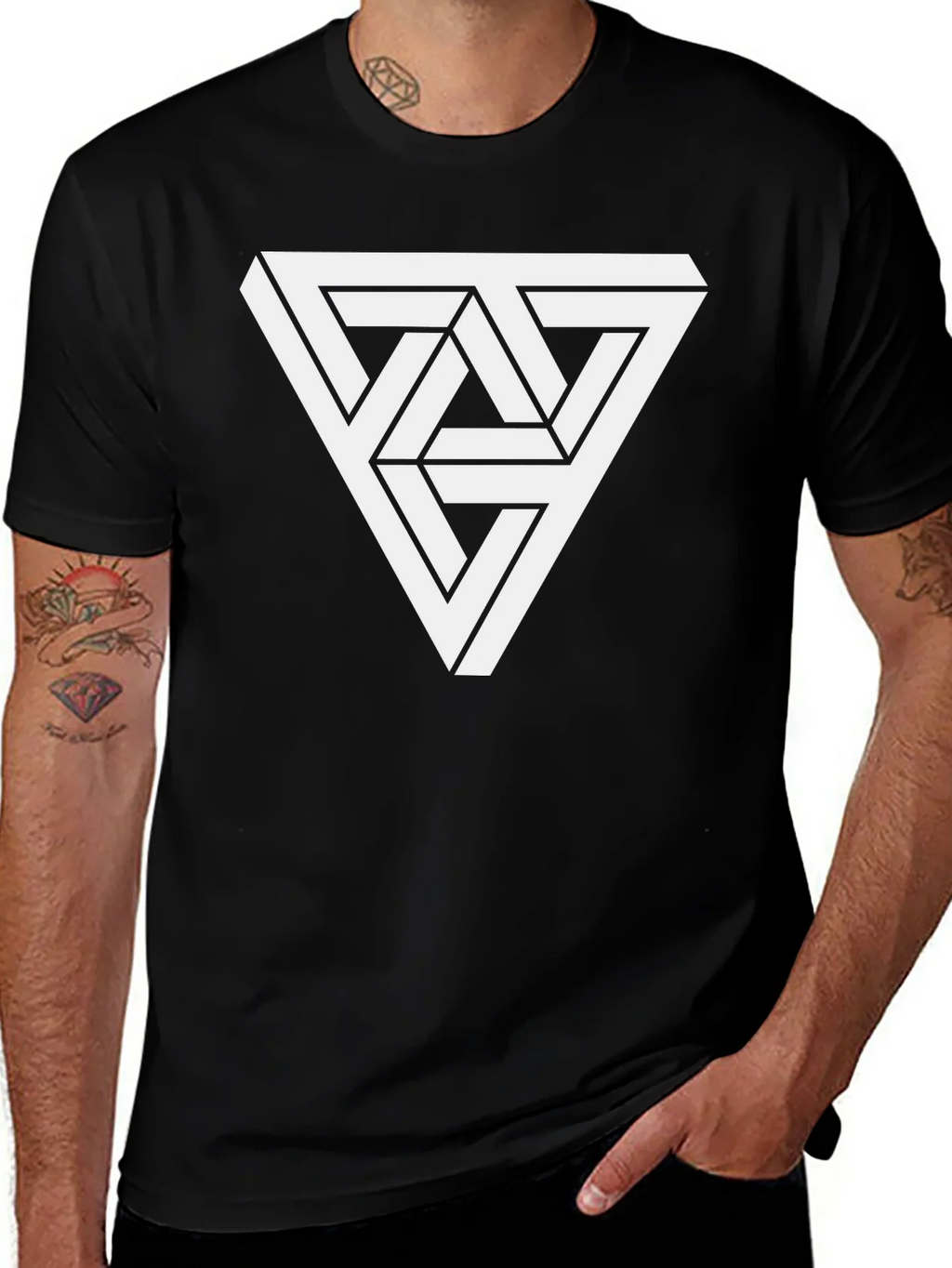 Optical Illusion Triangle Graphic Tee - Black product image 1