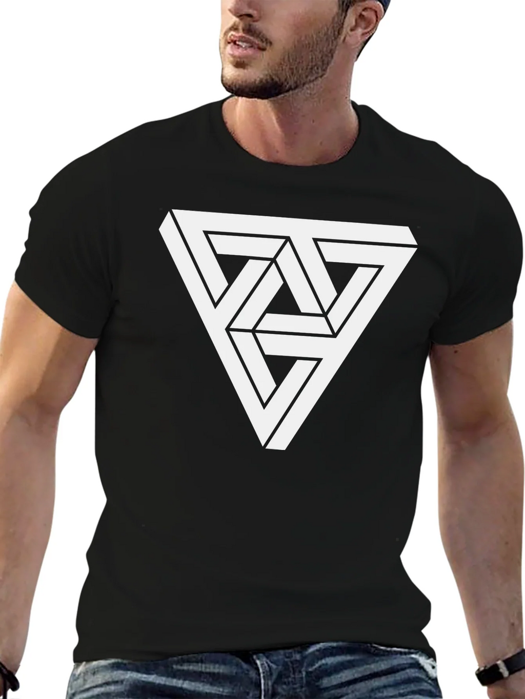 Optical Illusion Triangle Graphic Tee - Black product image 6