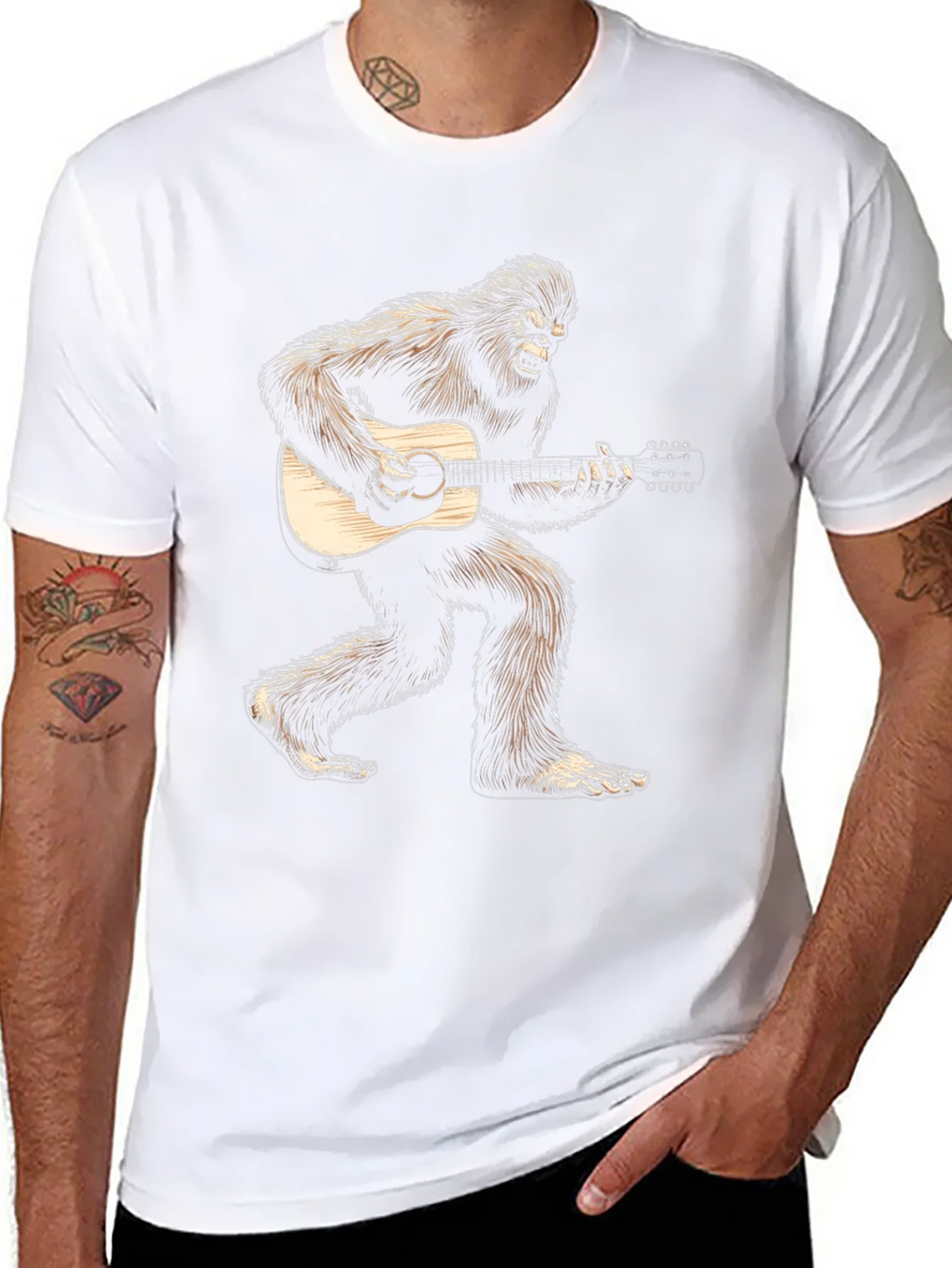 Bigfoot Playing Guitar Graphic Tee - Black product image 2