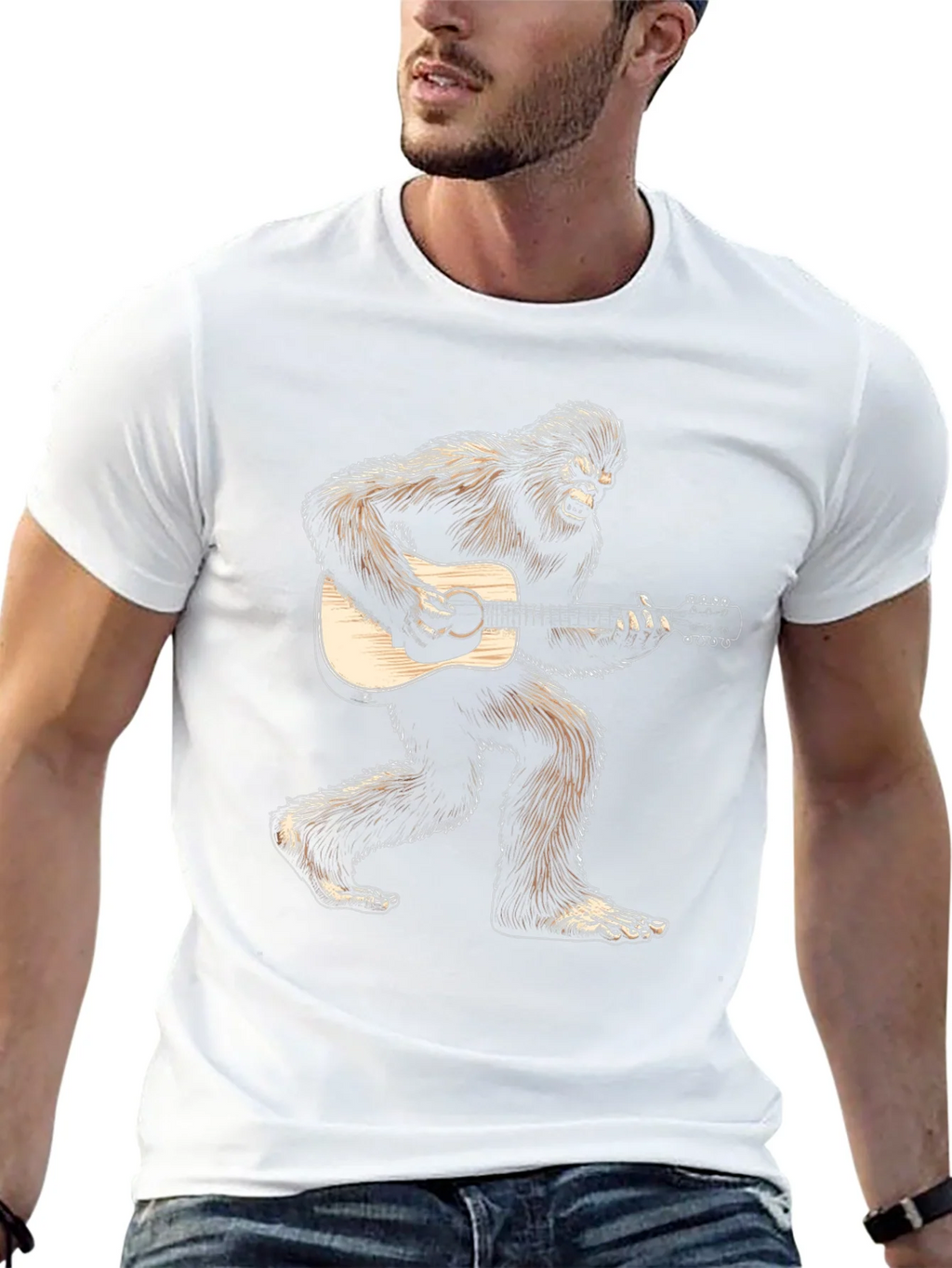 Bigfoot Playing Guitar Graphic Tee - Black product image 5