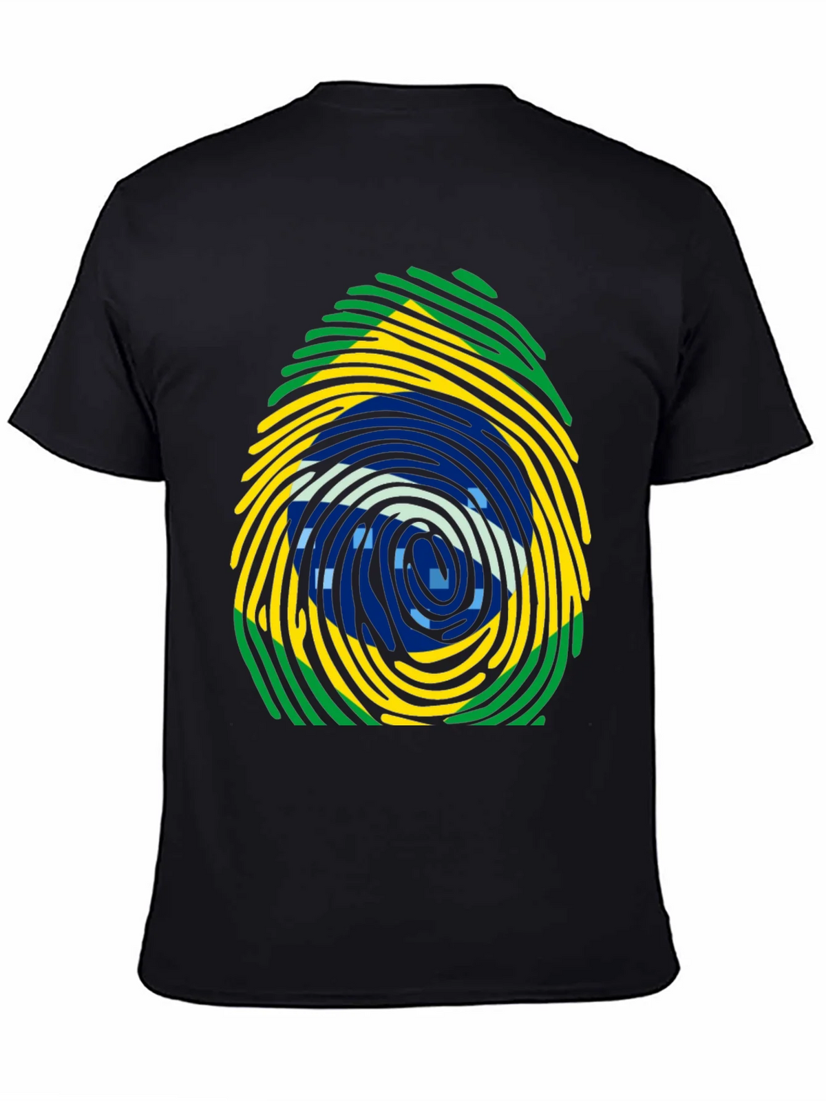 Brazil Flag Fingerprint T-Shirt - Black Cotton Tee product image 4