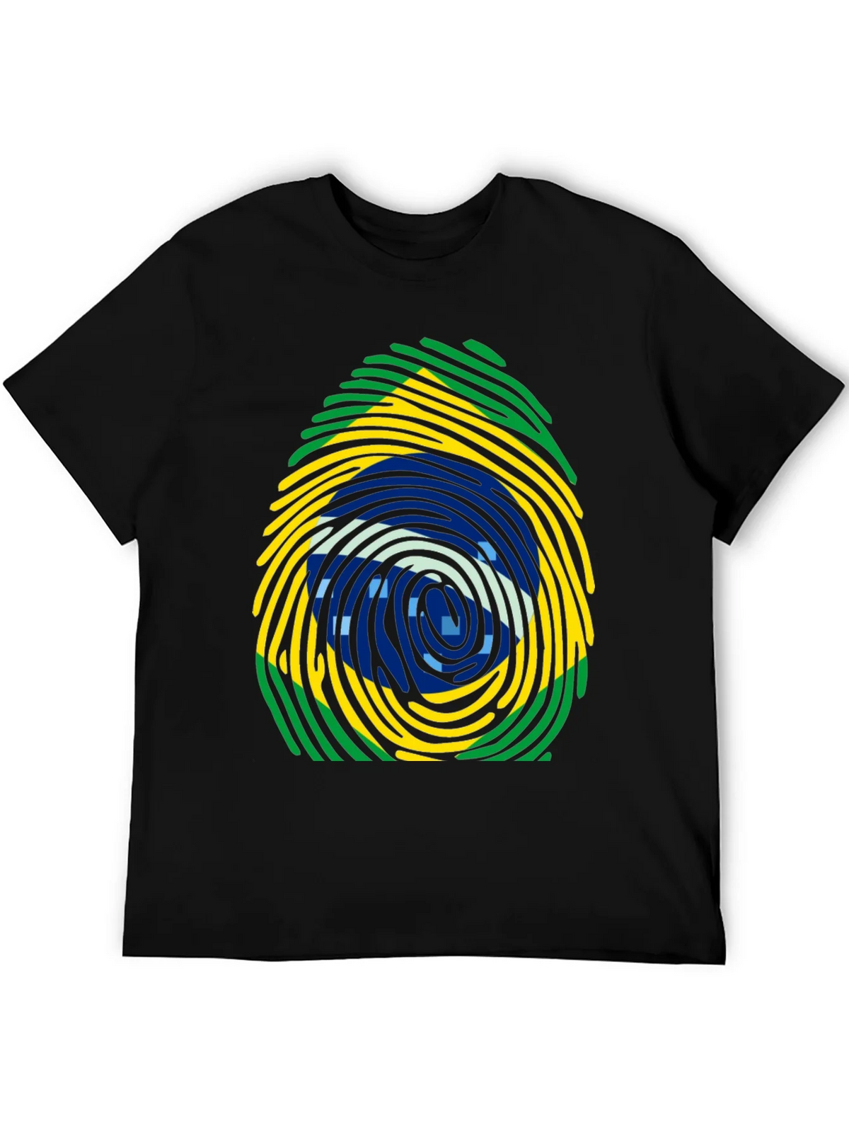 Brazil Flag Fingerprint T-Shirt - Black Cotton Tee product image 5