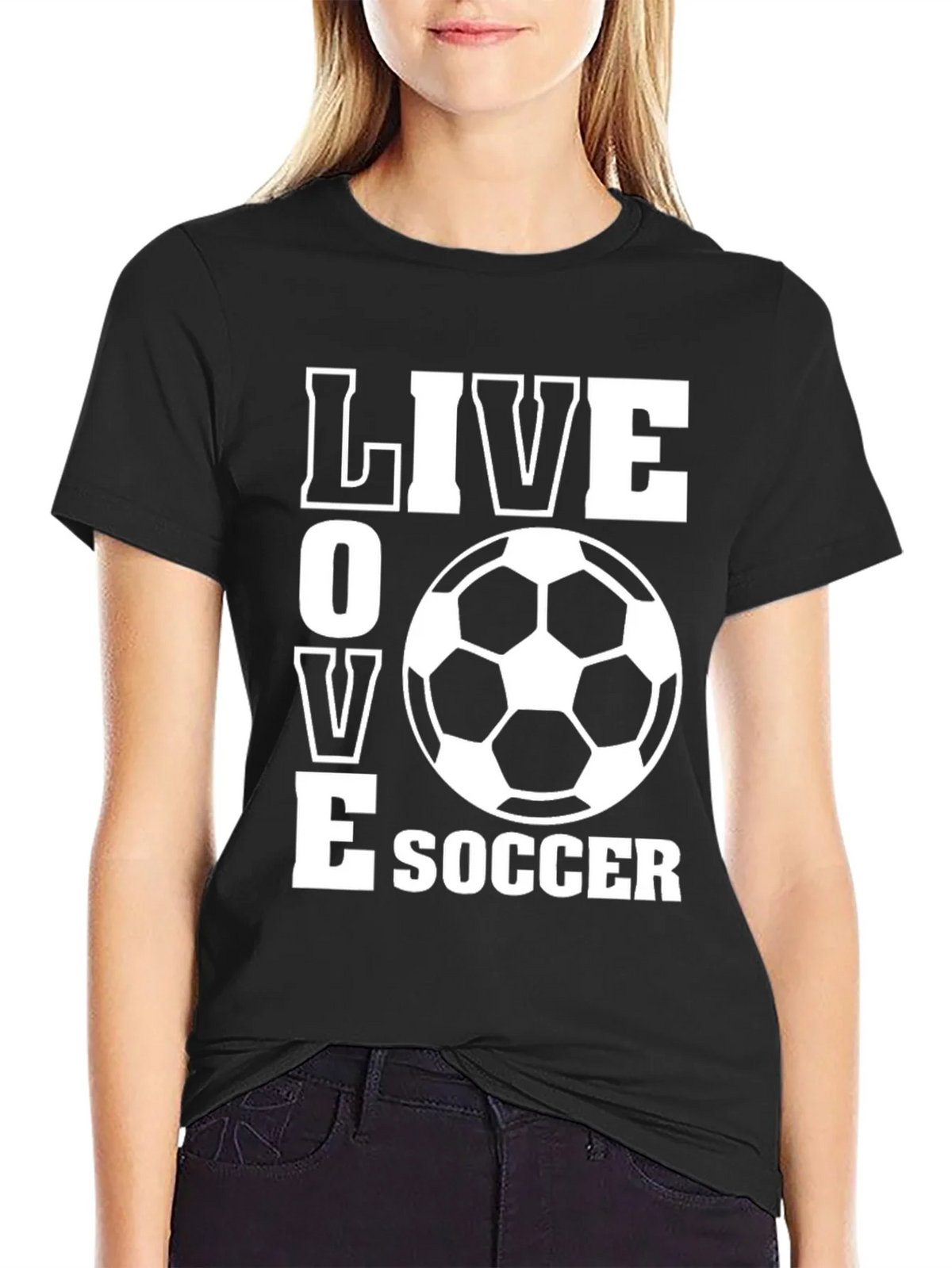 Live Love Soccer T-Shirt - Black Graphic Tee product image 2