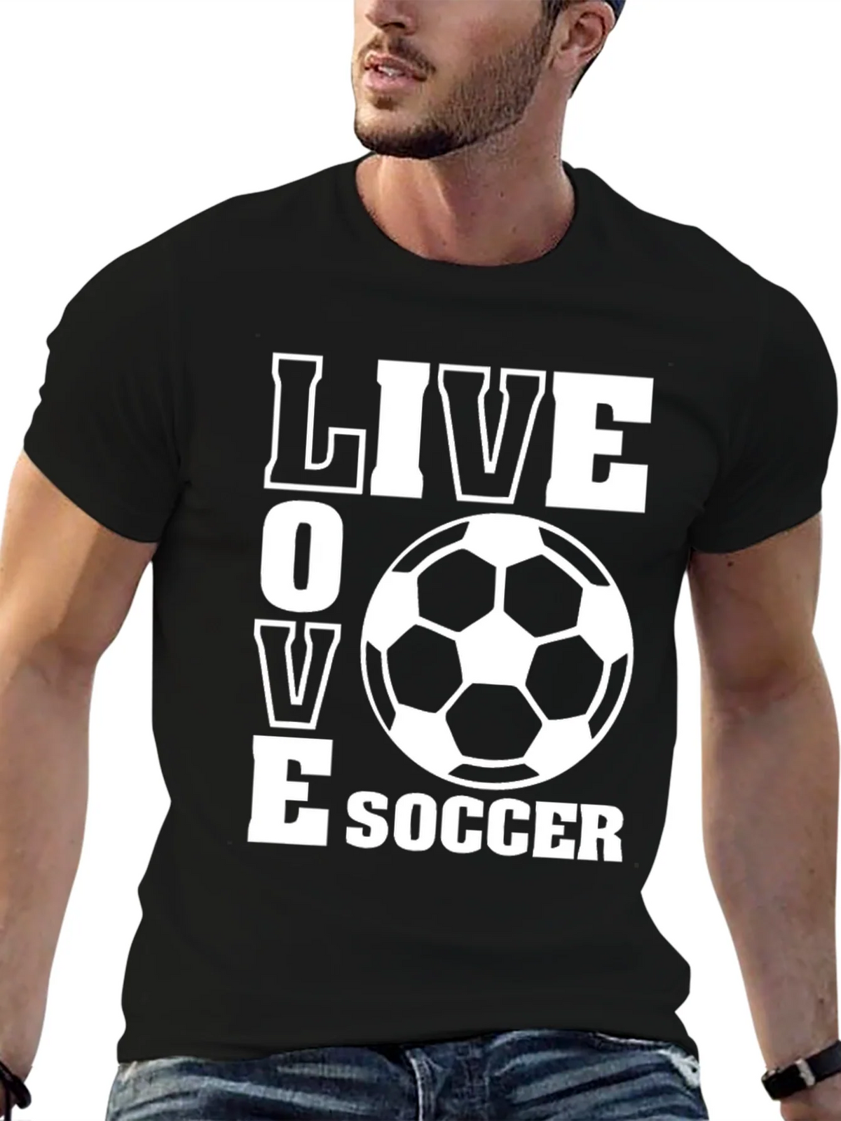 Live Love Soccer T-Shirt - Black Graphic Tee product image 6