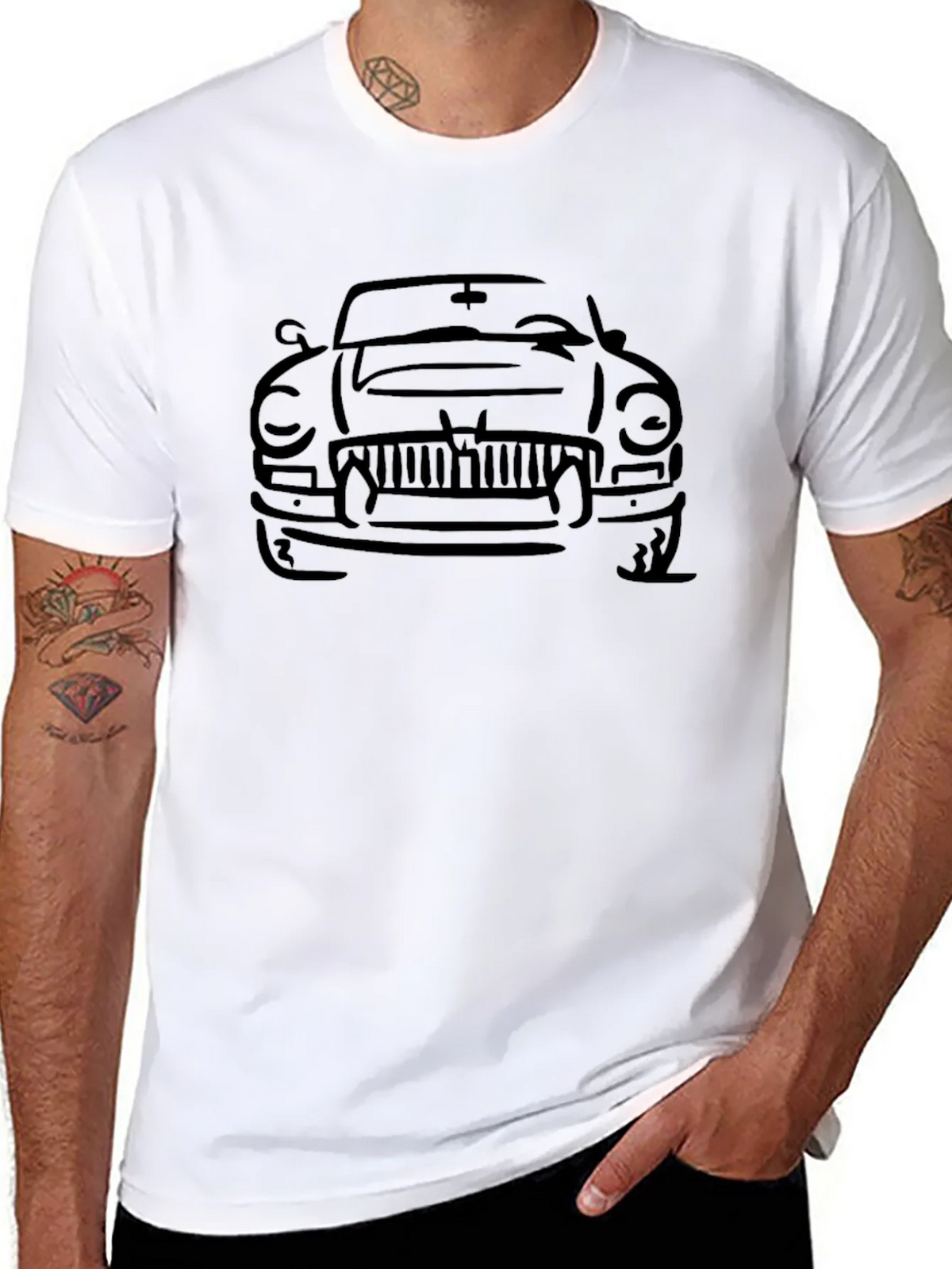 Classic Car Outline T-Shirt - Black product image 6
