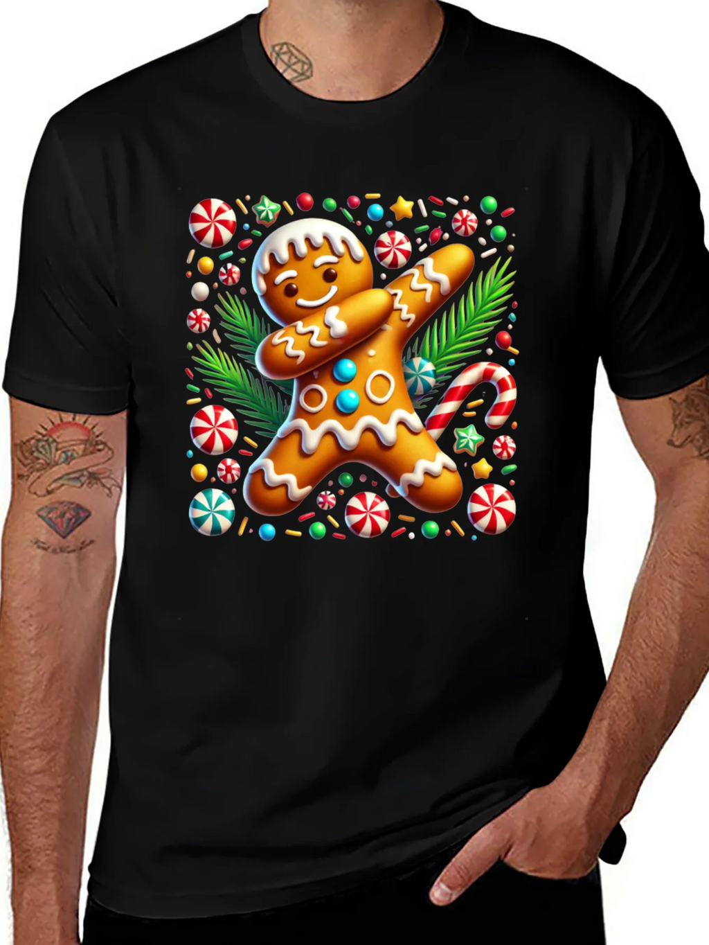 Dabbing Gingerbread Man Christmas T-Shirt product image 1