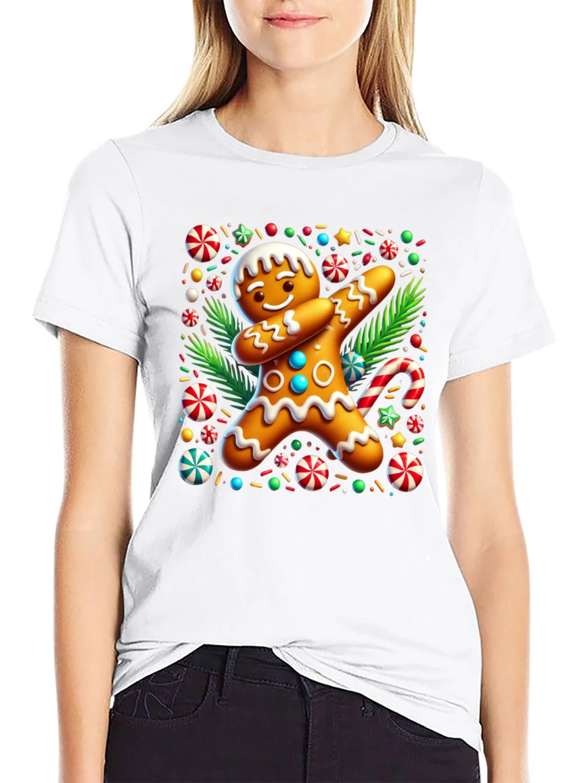 Dabbing Gingerbread Man Christmas T-Shirt product image 3