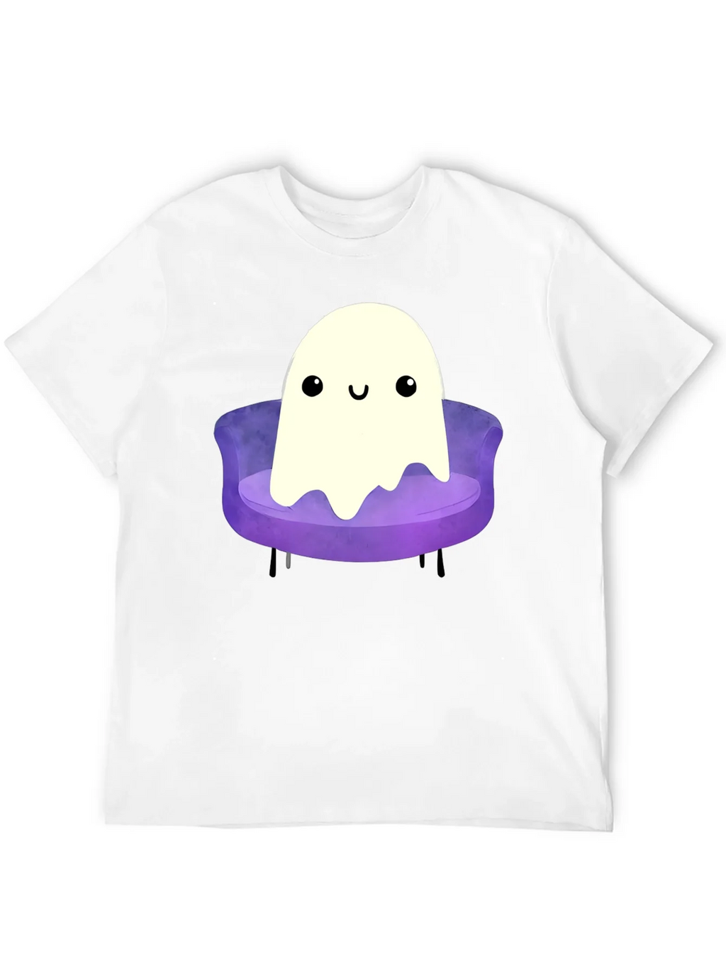 Cute Ghost on Couch Graphic Tee - Black Cotton Comfort product image 10