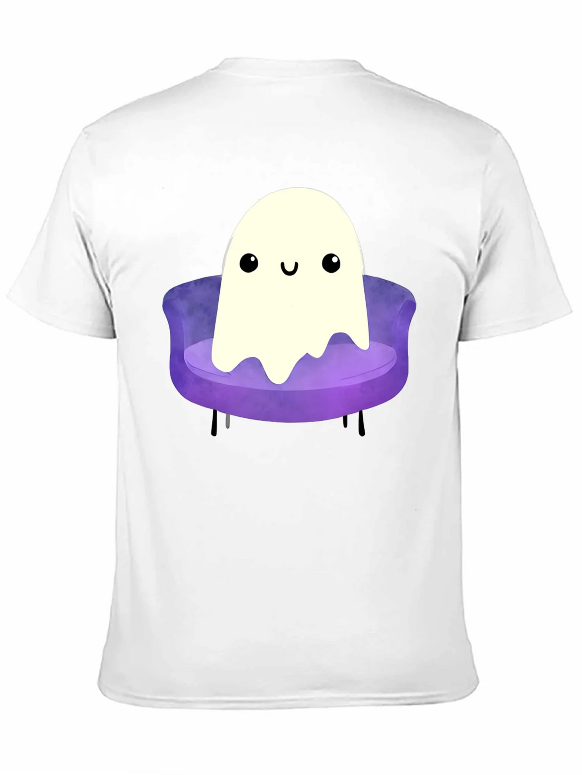 Cute Ghost on Couch Graphic Tee - Black Cotton Comfort product image 9