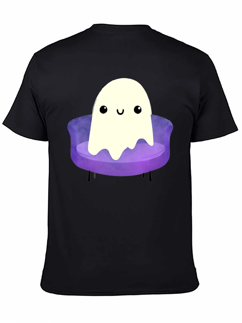 Cute Ghost on Couch Graphic Tee - Black Cotton Comfort product image 4
