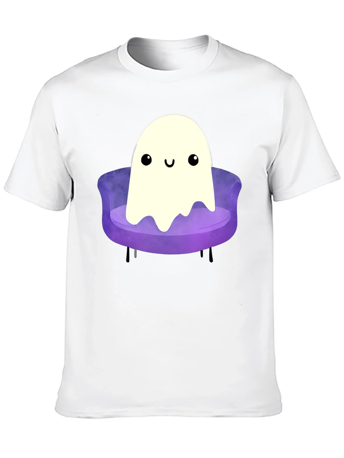 Cute Ghost on Couch Graphic Tee - Black Cotton Comfort product image 8