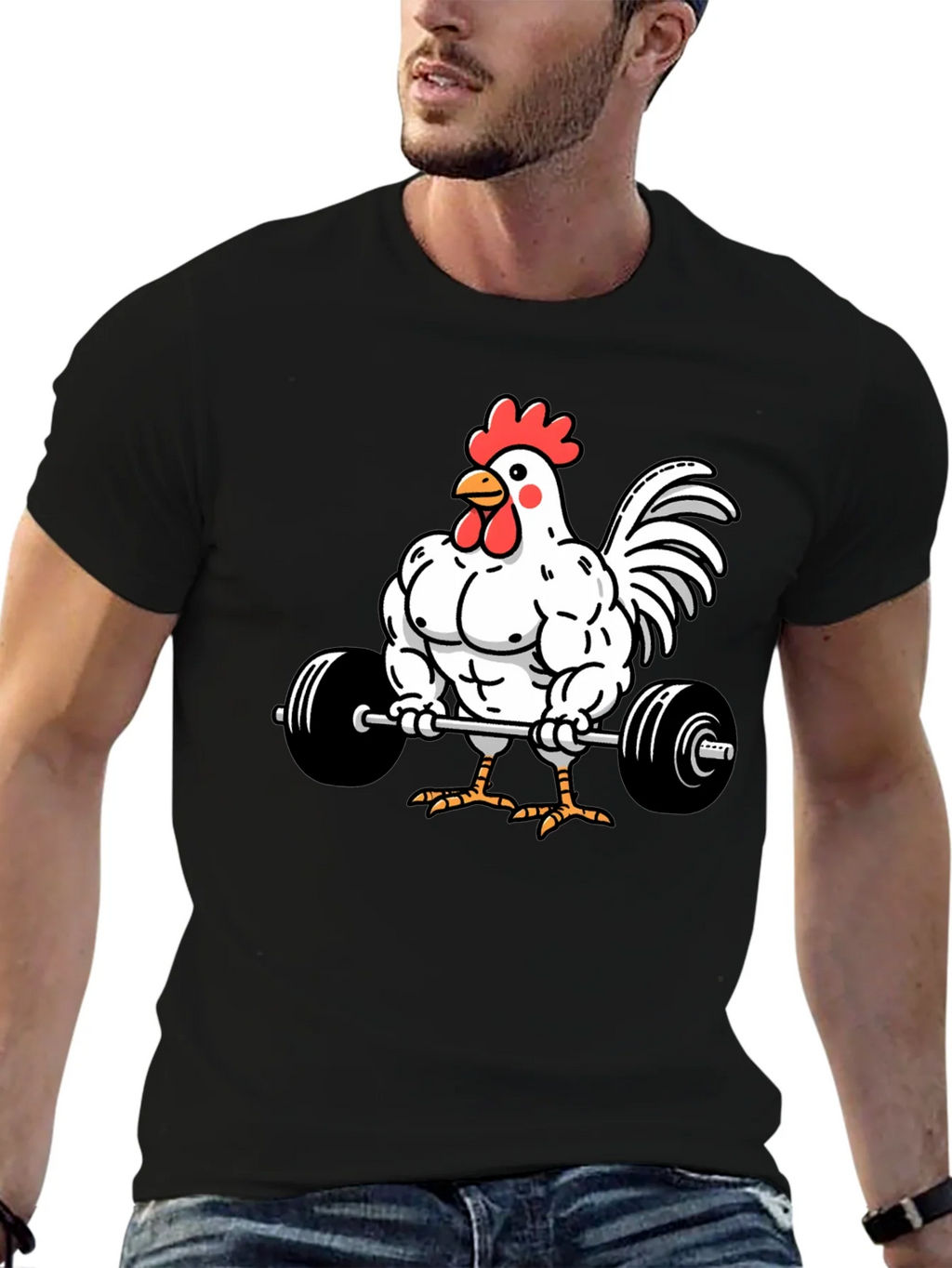 Funny Chicken Gym Black T-Shirt product image 3