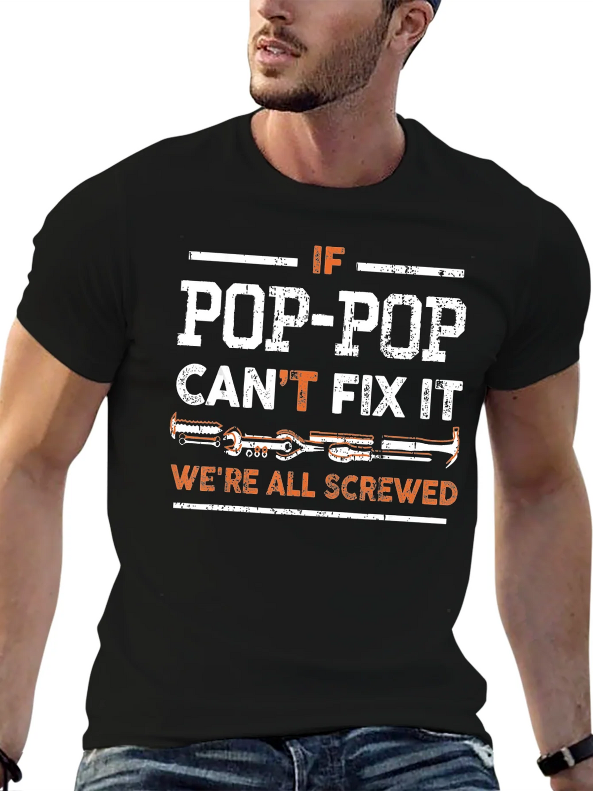 Pop-Pop Can Fix It T-Shirt - Black product image 6
