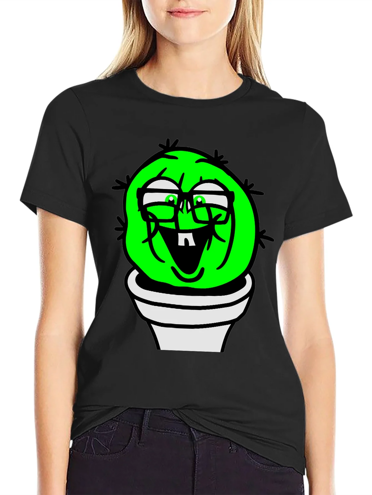 Funny Cactus Plant T-Shirt - Black Graphic Tee product image 2