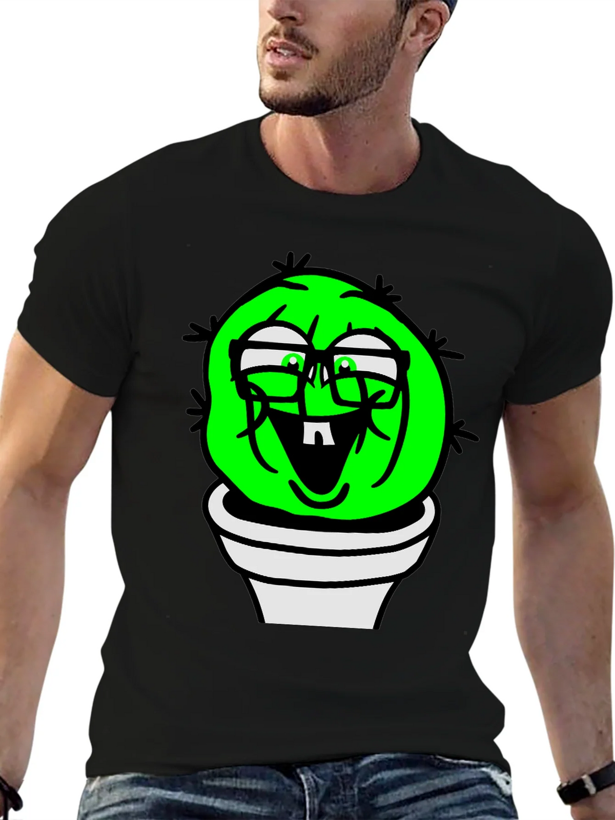 Funny Cactus Plant T-Shirt - Black Graphic Tee product image 6