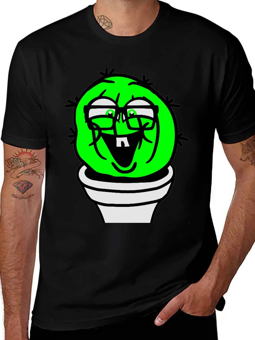 Funny Cactus Plant T-Shirt - Black Graphic Tee product image 1