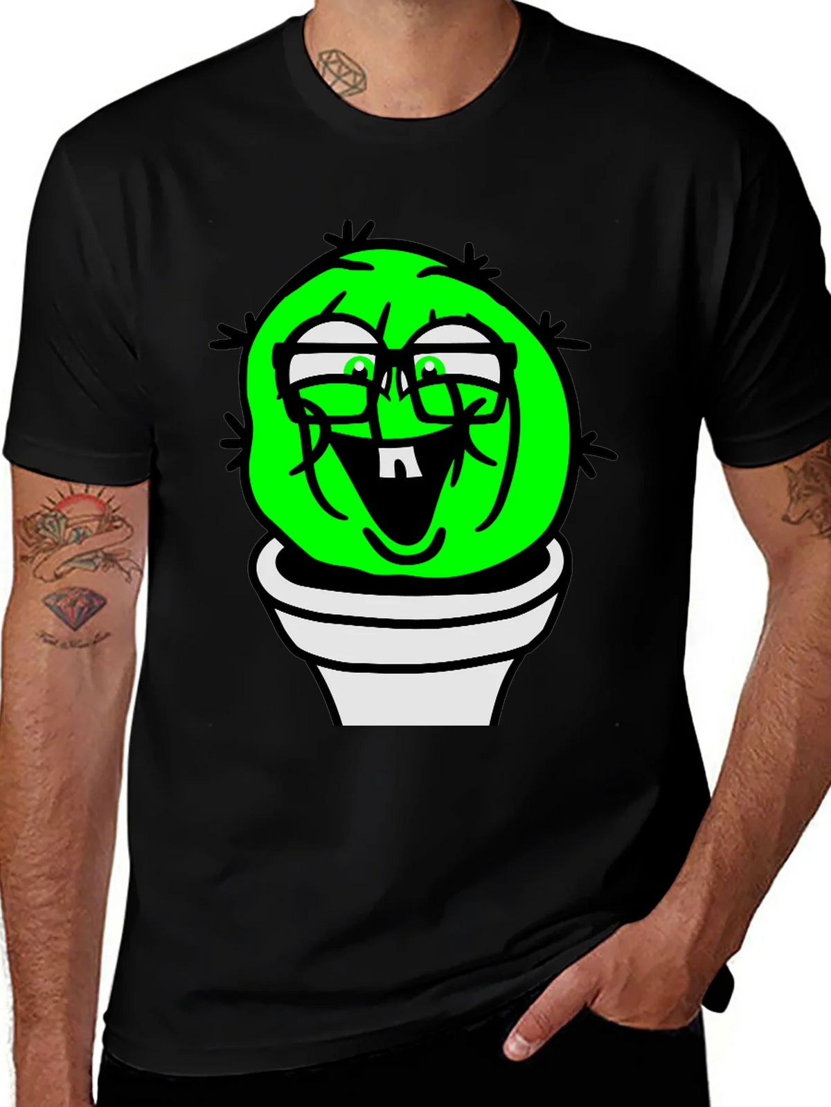 Funny Cactus Plant T-Shirt - Black Graphic Tee product image 1