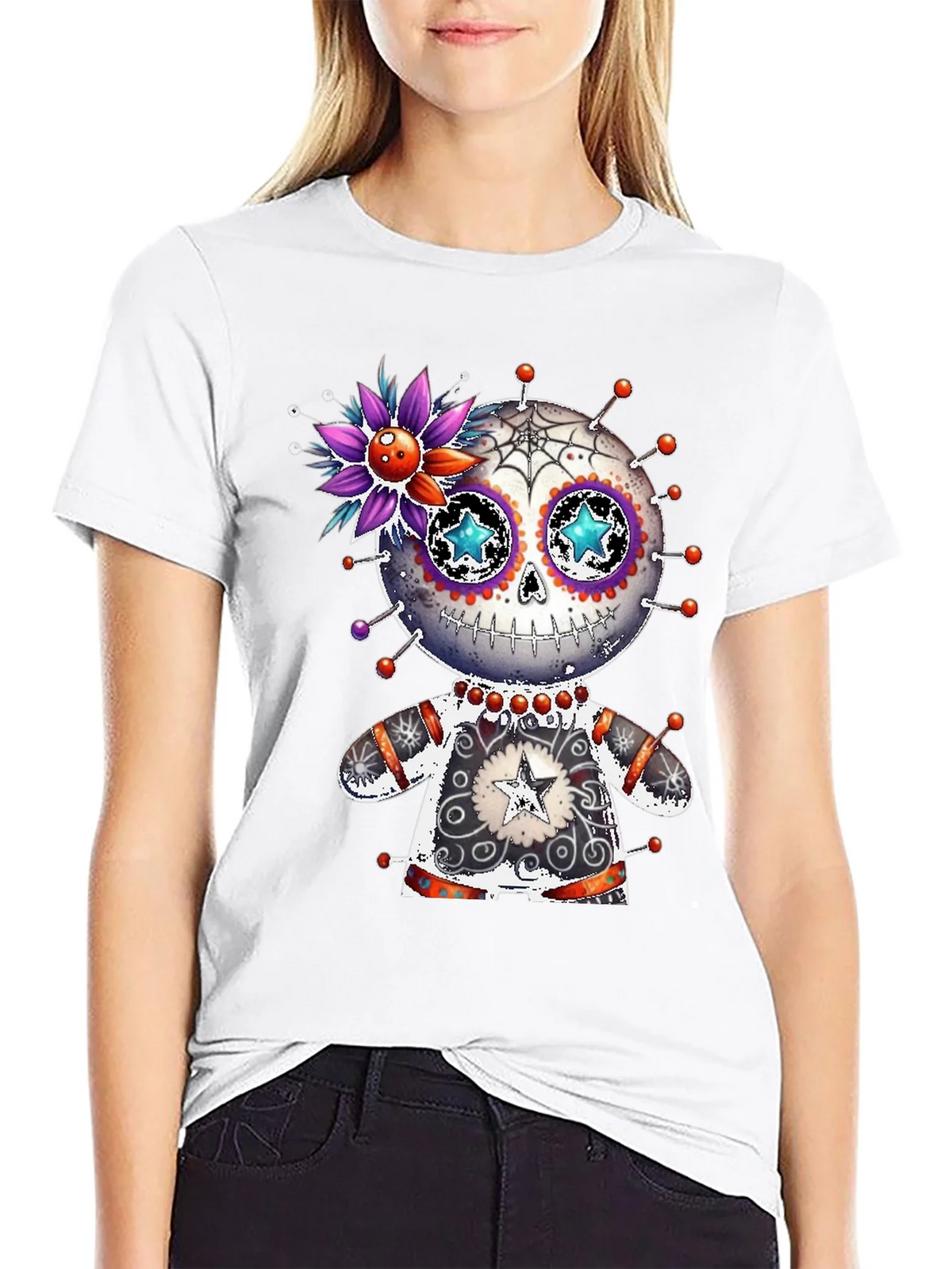 Sugar Skull Voodoo Doll T-Shirt product image 8