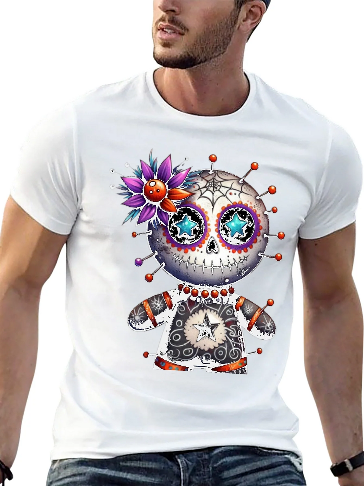 Sugar Skull Voodoo Doll T-Shirt product image 11