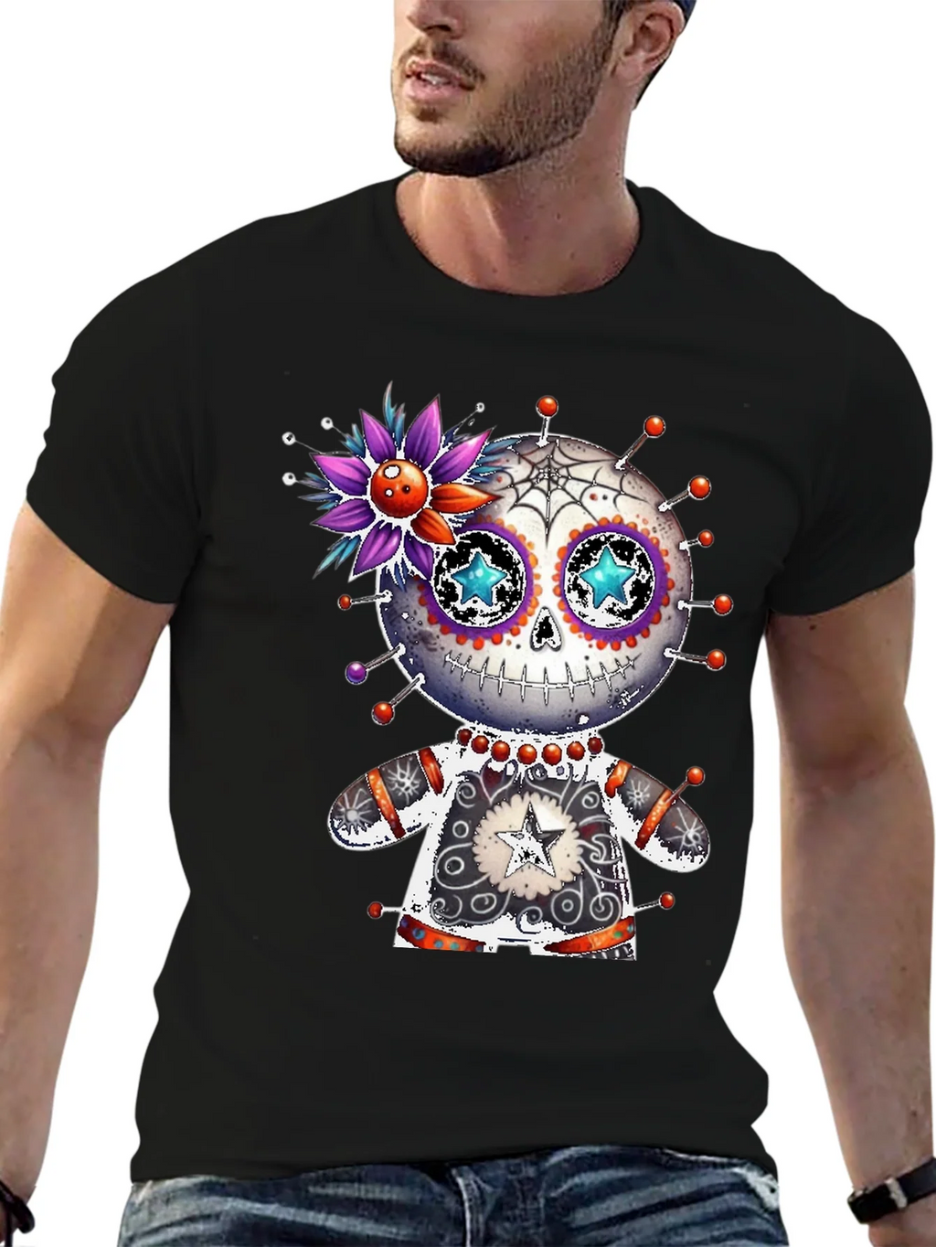 Sugar Skull Voodoo Doll T-Shirt product image 6
