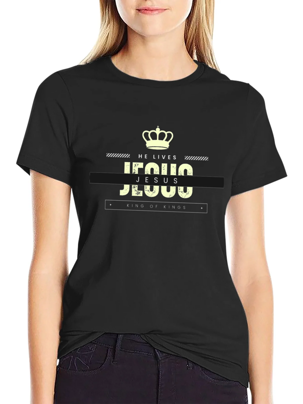 He Lives Jesus King of Kings Black T-Shirt product image 2