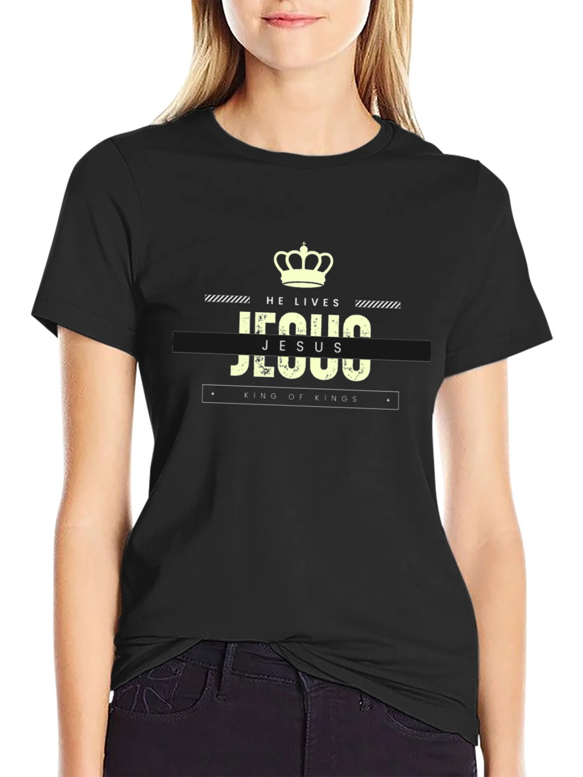 He Lives Jesus King of Kings Black T-Shirt product image 2
