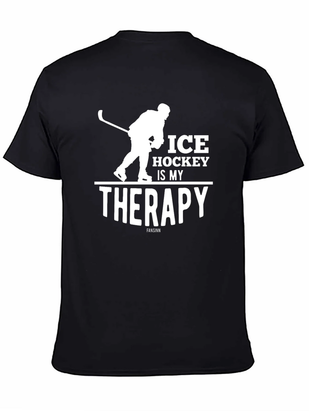 Ice Hockey Is My Therapy Black T-Shirt product image 4