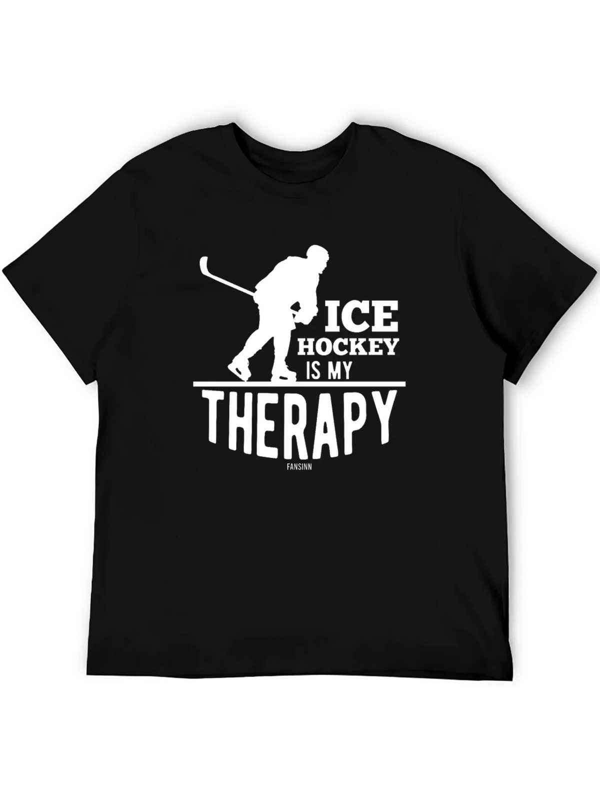 Ice Hockey Is My Therapy Black T-Shirt product image 5