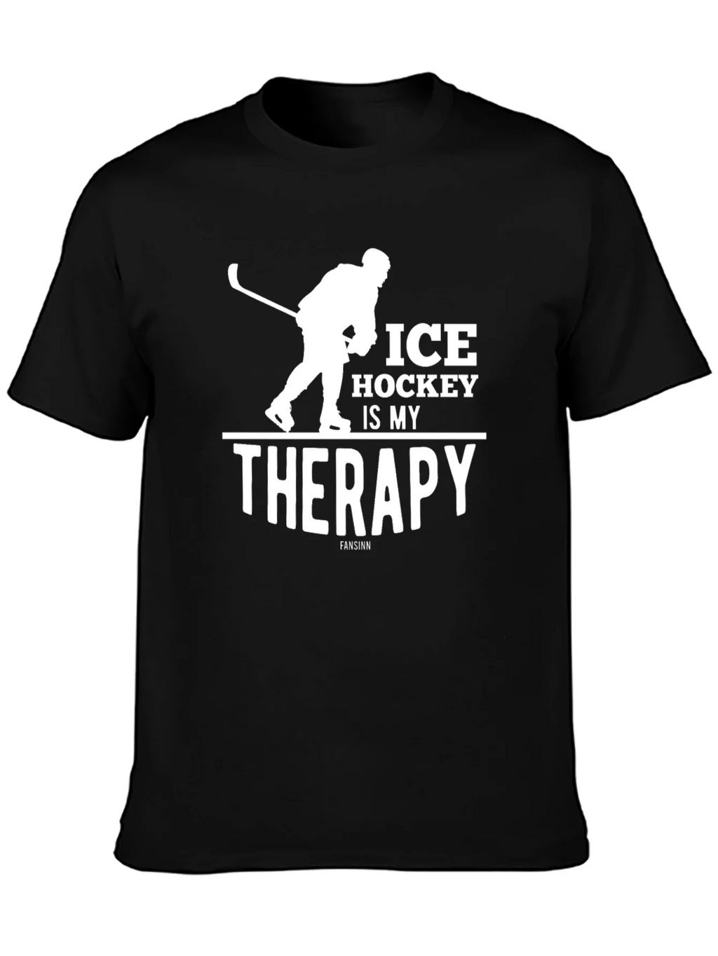 Ice Hockey Is My Therapy Black T-Shirt product image 3