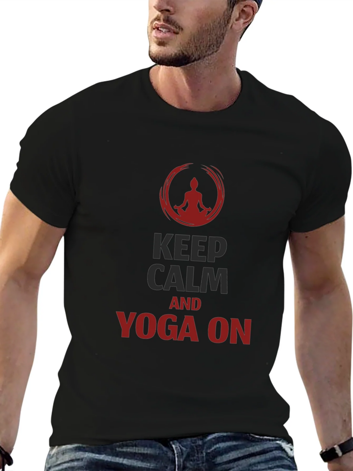 Keep Calm Yoga T-Shirt - Mens Black Tee product image 6