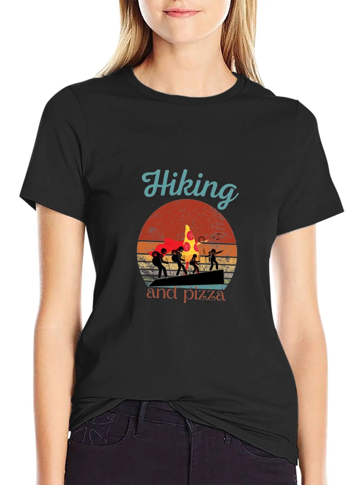 Hiking and Pizza Graphic T-Shirt product image 1