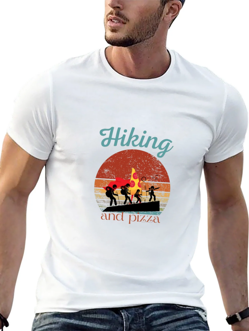 Hiking and Pizza Graphic T-Shirt product image 6