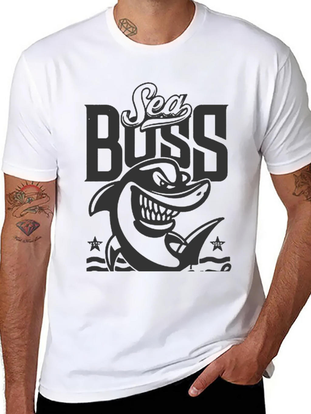 Sea Boss Graphic T-Shirt - Black Cotton Tee product image 2